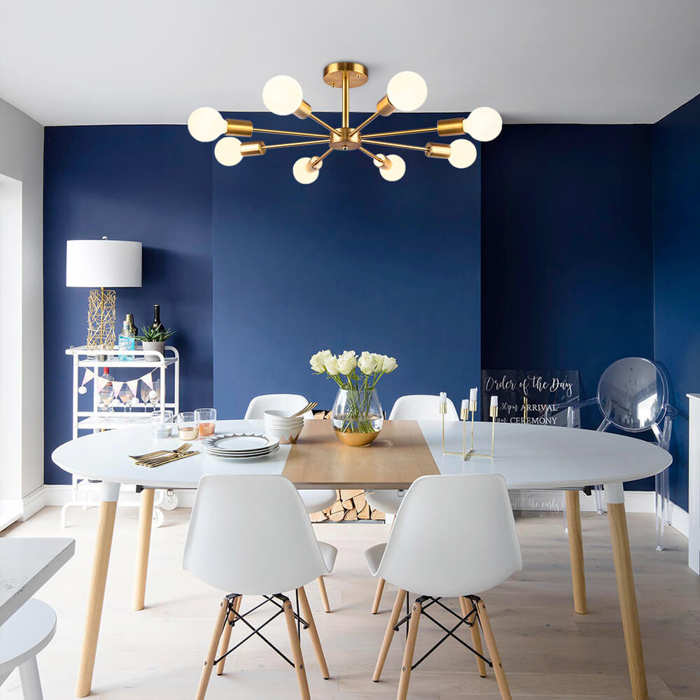 FALUVA Vera 8-Light Sputnik Semi-Flush Ceiling Light