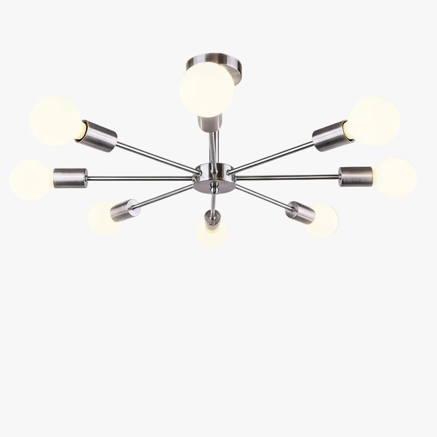 FALUVA Vera 8-Light Sputnik Semi-Flush Ceiling Light Nickel