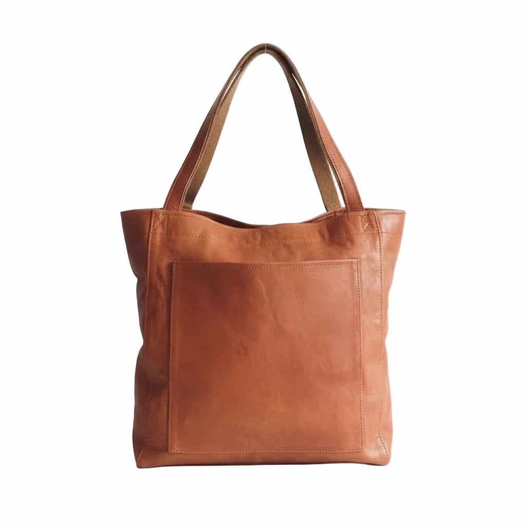 FALUVA Women's Elvi Structured Genuine Leather Shoulder Bag Brown