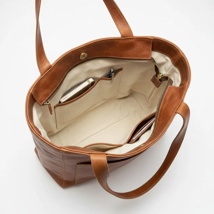 FALUVA Women's Elvi Structured Genuine Leather Shoulder Bag