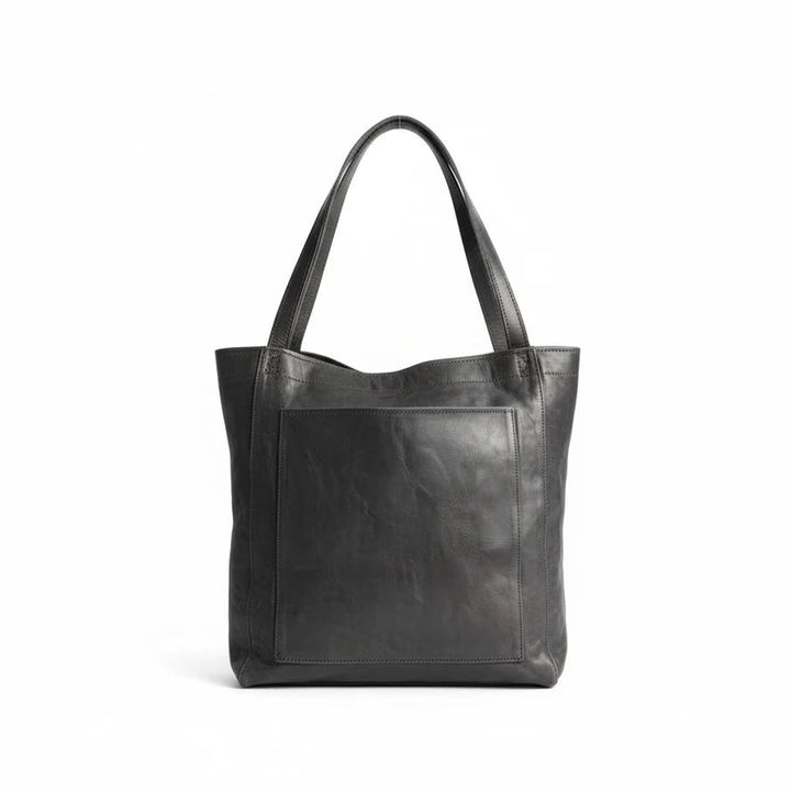 FALUVA Women's Elvi Structured Genuine Leather Shoulder Bag Black
