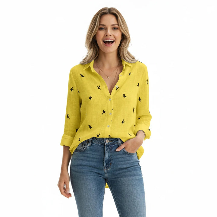 FALUVA Women's Lina Button-Front Shirt Yellow