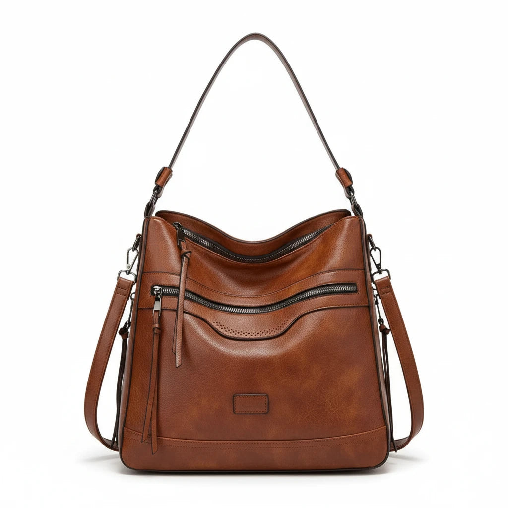 FALUVA Women's Nova Leather Shoulder Bag Brown