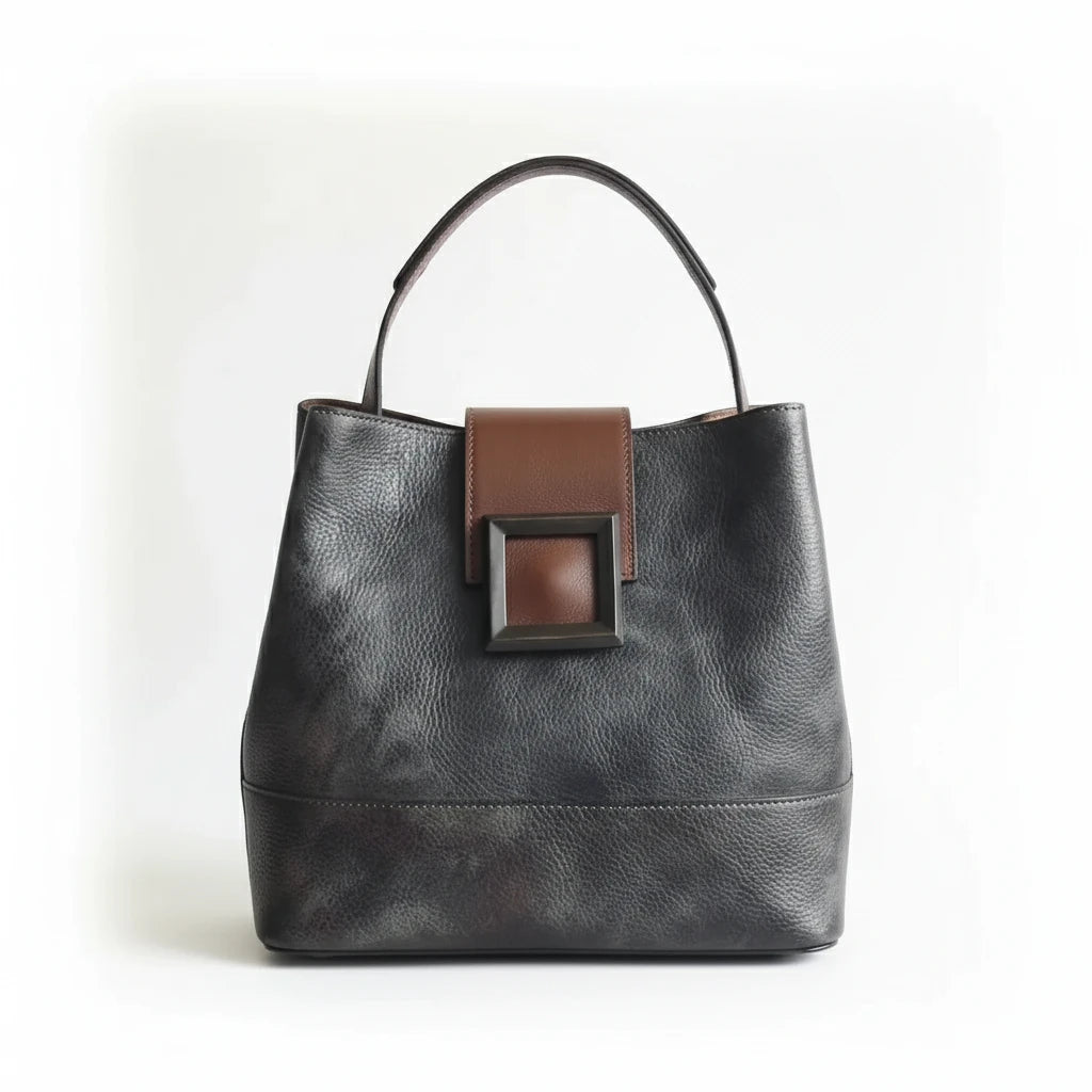 FALUVA Women's Rave Leather Shoulder Bag Black