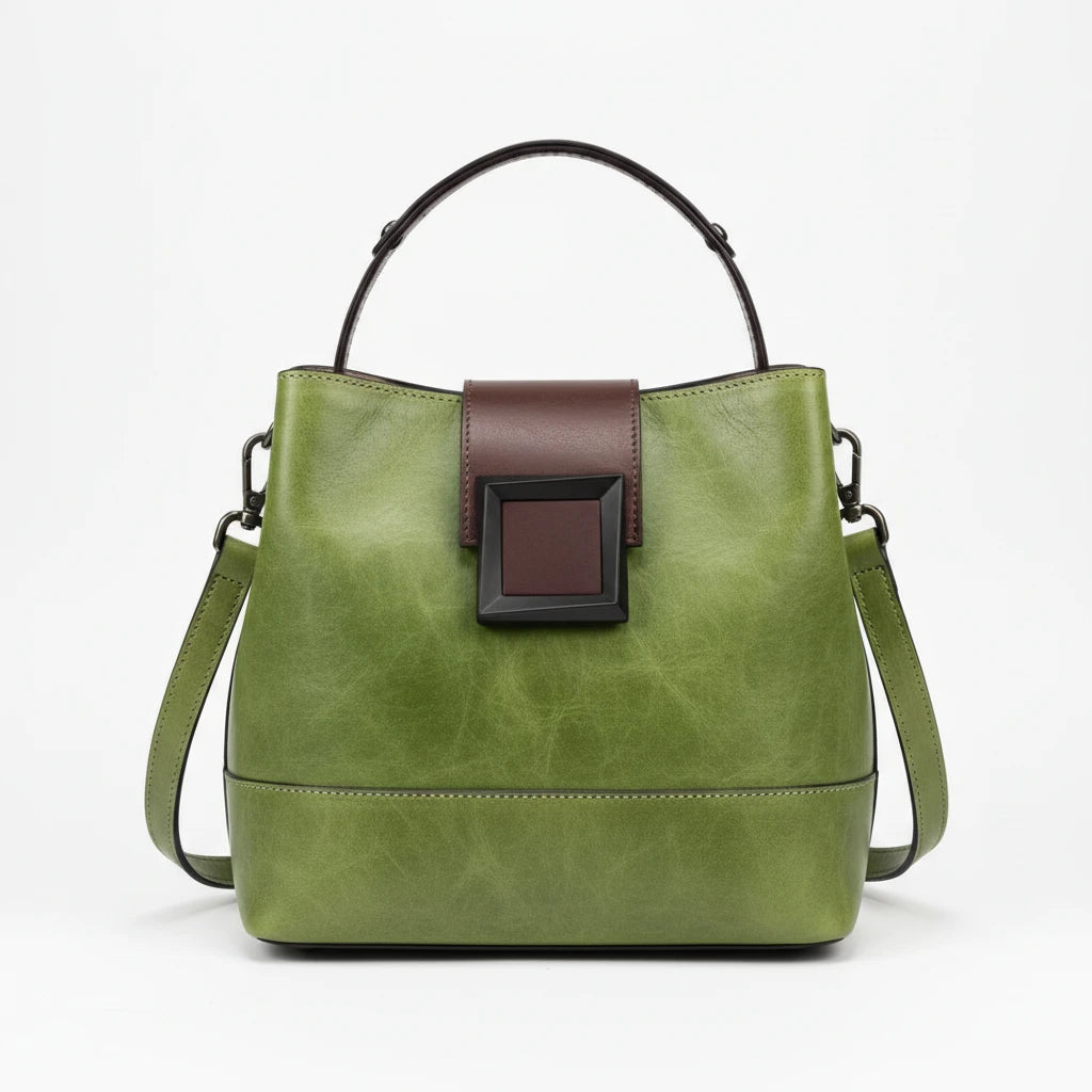 FALUVA Women's Rave Leather Shoulder Bag Green