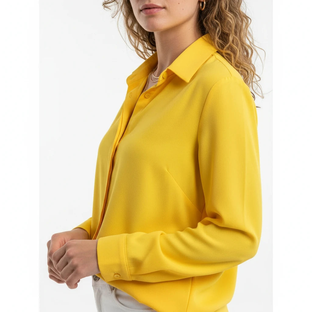 FALUVA Women's Vani Long Sleeve Button-Down Blouse Yellow