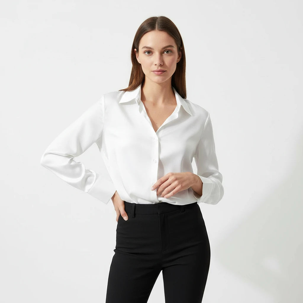 FALUVA Women's Vira Luxurious Classic Silk Blouse