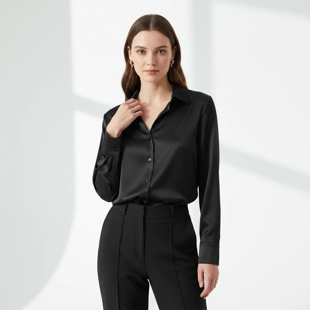 FALUVA Women's Vira Luxurious Classic Silk Blouse