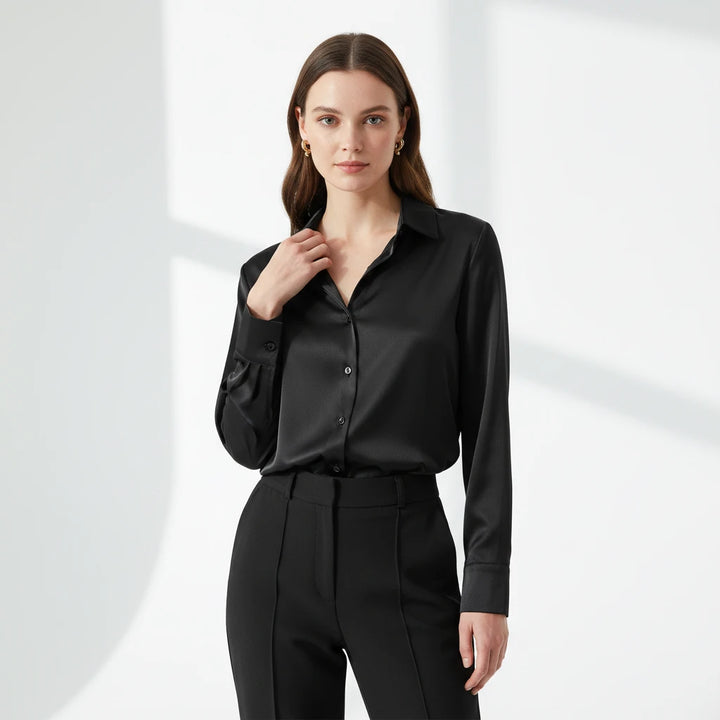 FALUVA Women's Vira Luxurious Classic Silk Blouse