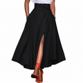 FALUVA Wren Pleated Ruffle Hem Tied Skirt Black