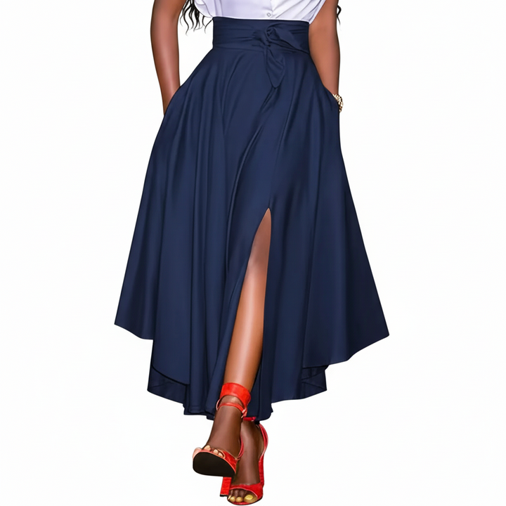 FALUVA Wren Pleated Ruffle Hem Tied Skirt Blue