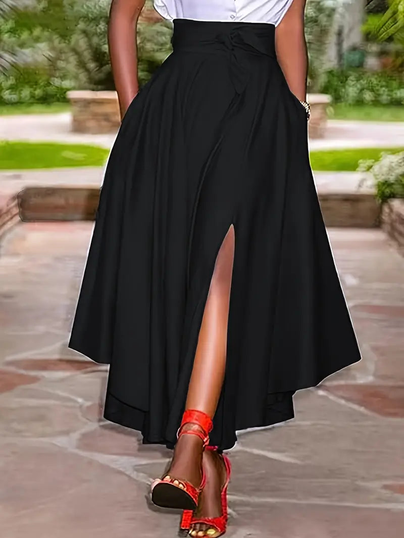 FALUVA Wren Pleated Ruffle Hem Tied Skirt