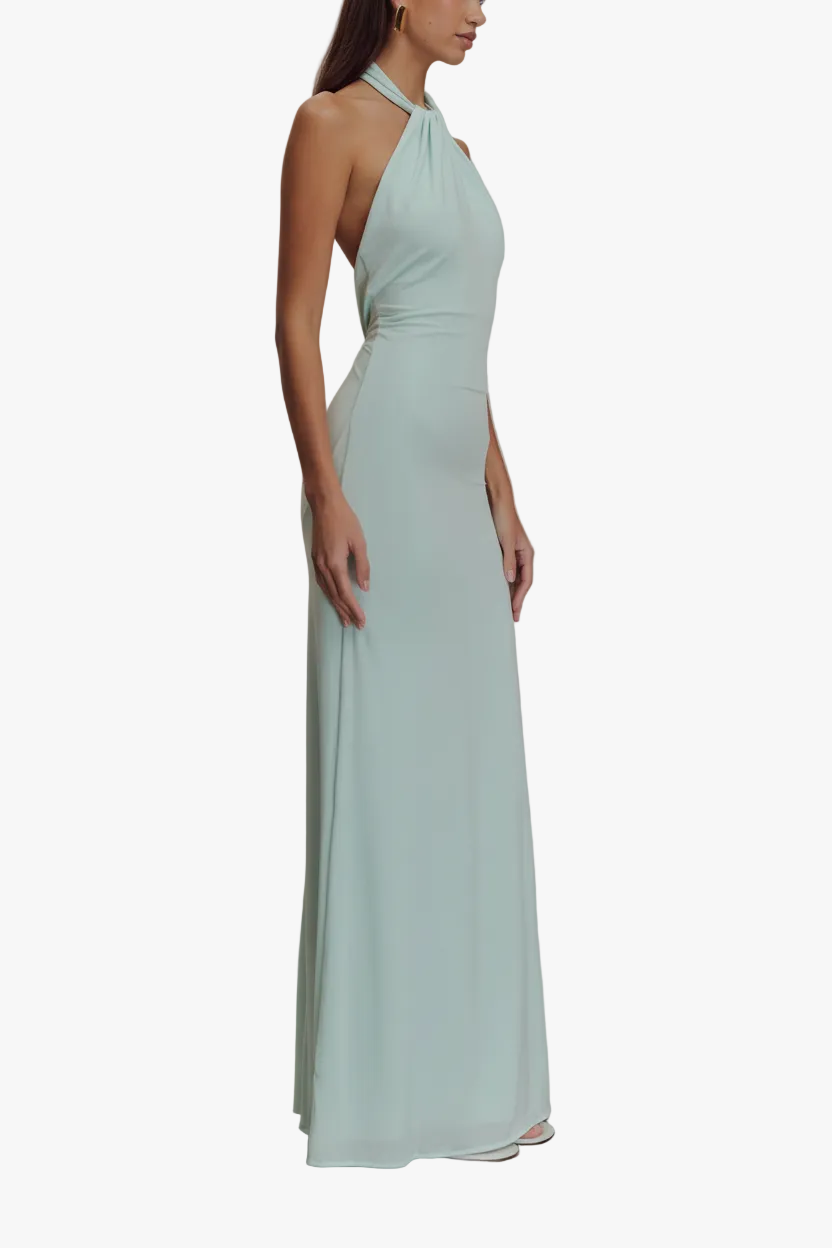 FALUVA Xenia Slinky Halter Maxi Dress