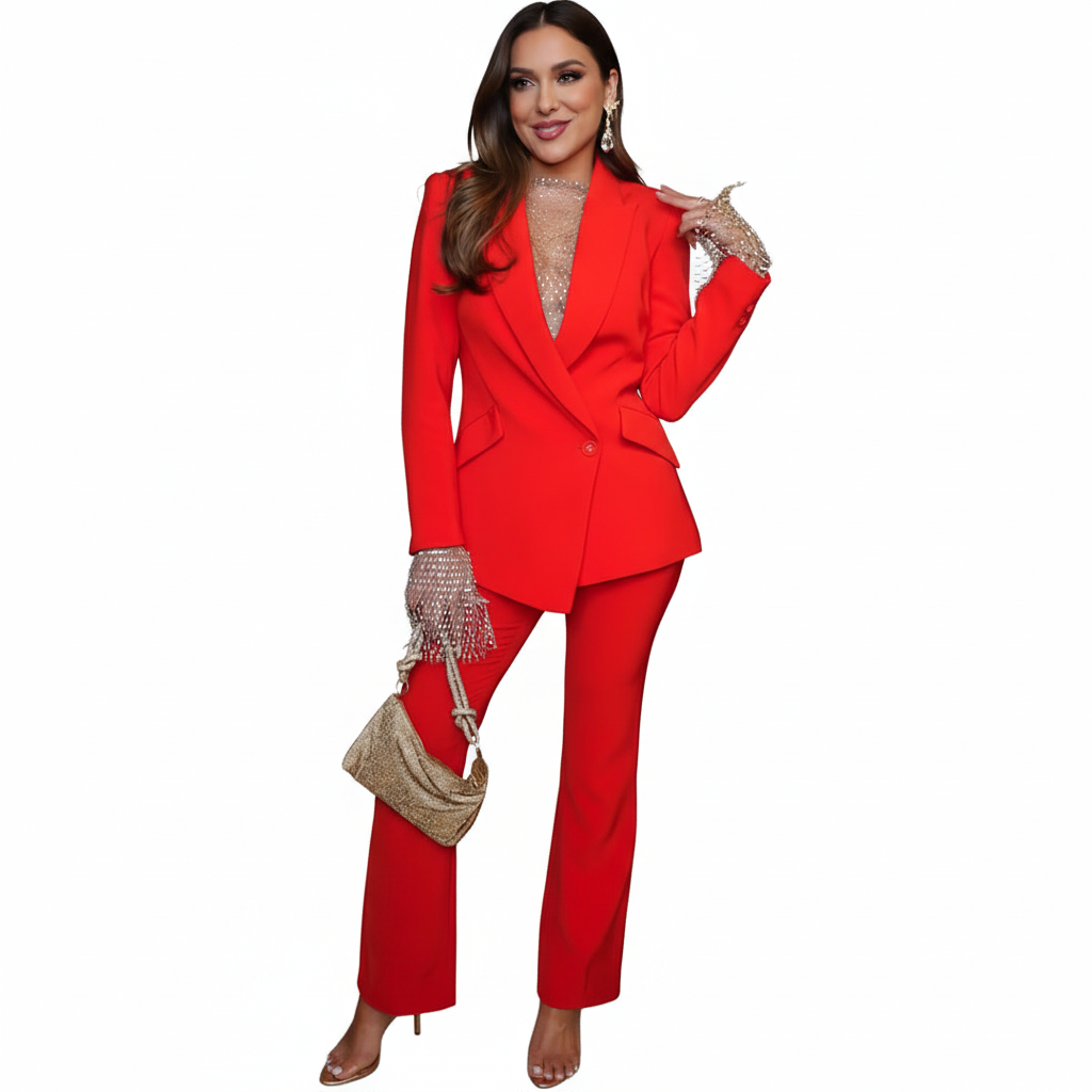 FALUVA Zandra Blazer & Pants Suit Red