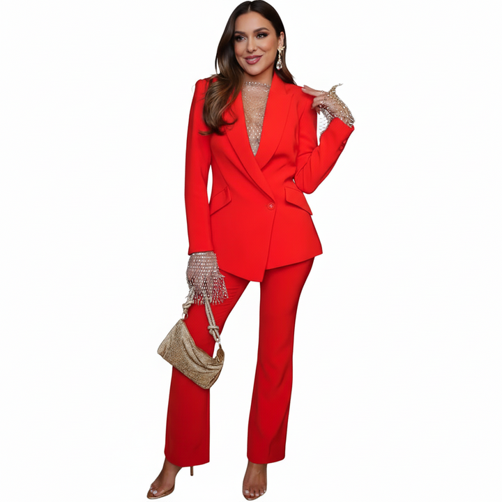 FALUVA Zandra Blazer & Pants Suit Red