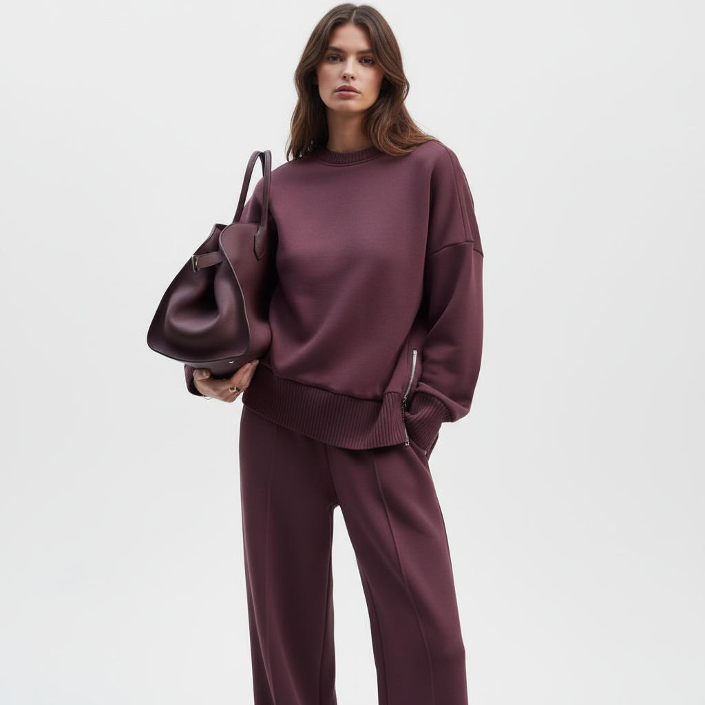FALUVA Zyla Midi Shirt Dress Wine Red