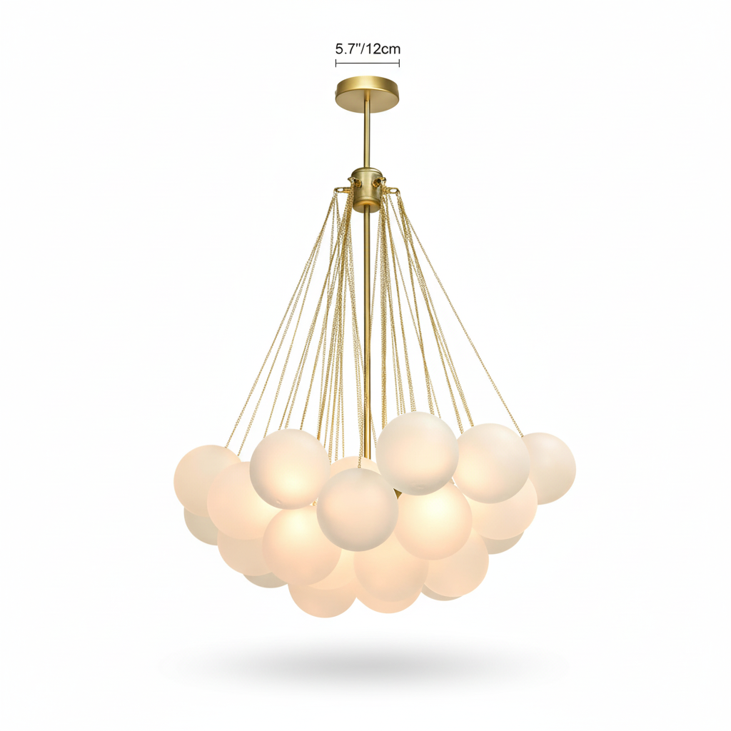 FALUVA Veda Glass Bubble Chandelier 37 Bubbles Gold