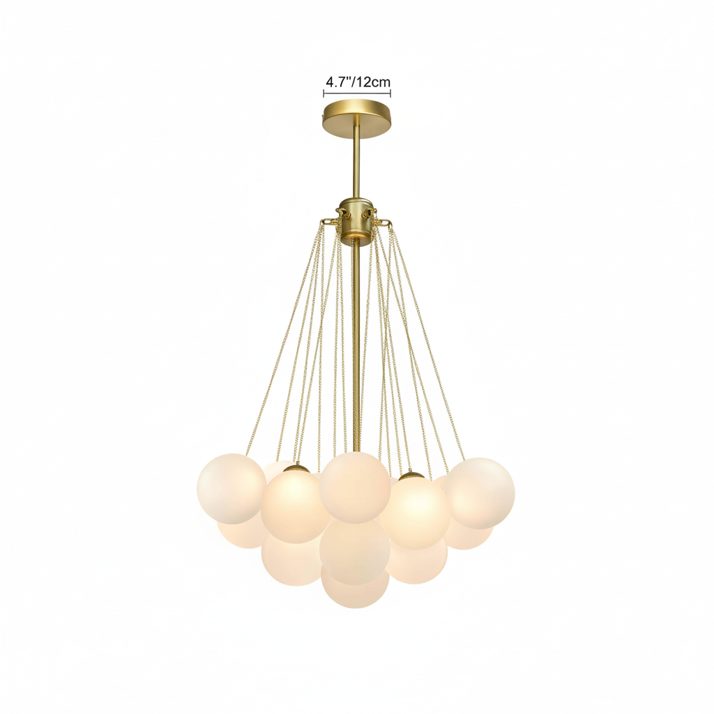 FALUVA Veda Glass Bubble Chandelier 19 Bubbles Gold