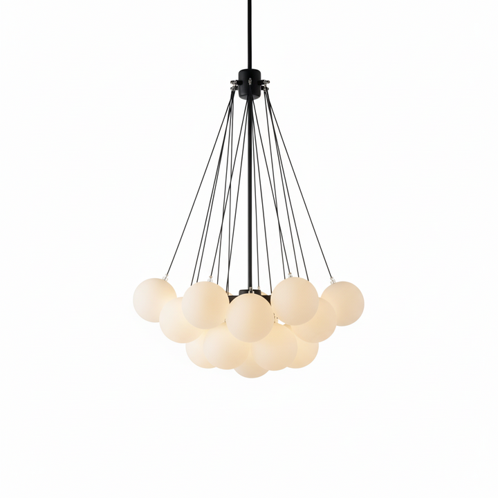 FALUVA Veda Glass Bubble Chandelier 19 Bubbles Black