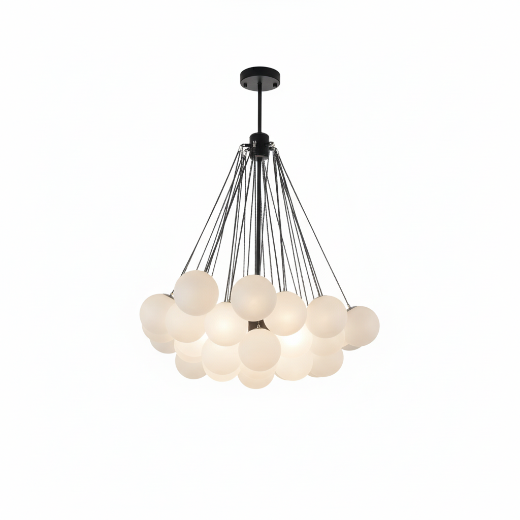 FALUVA Veda Glass Bubble Chandelier 37 Bubbles Black